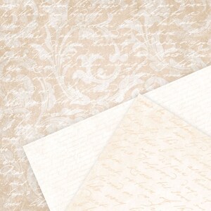 Blush Damask Digital Paper: Champagne Script, Sepia Ivory (Digital Download) image 2