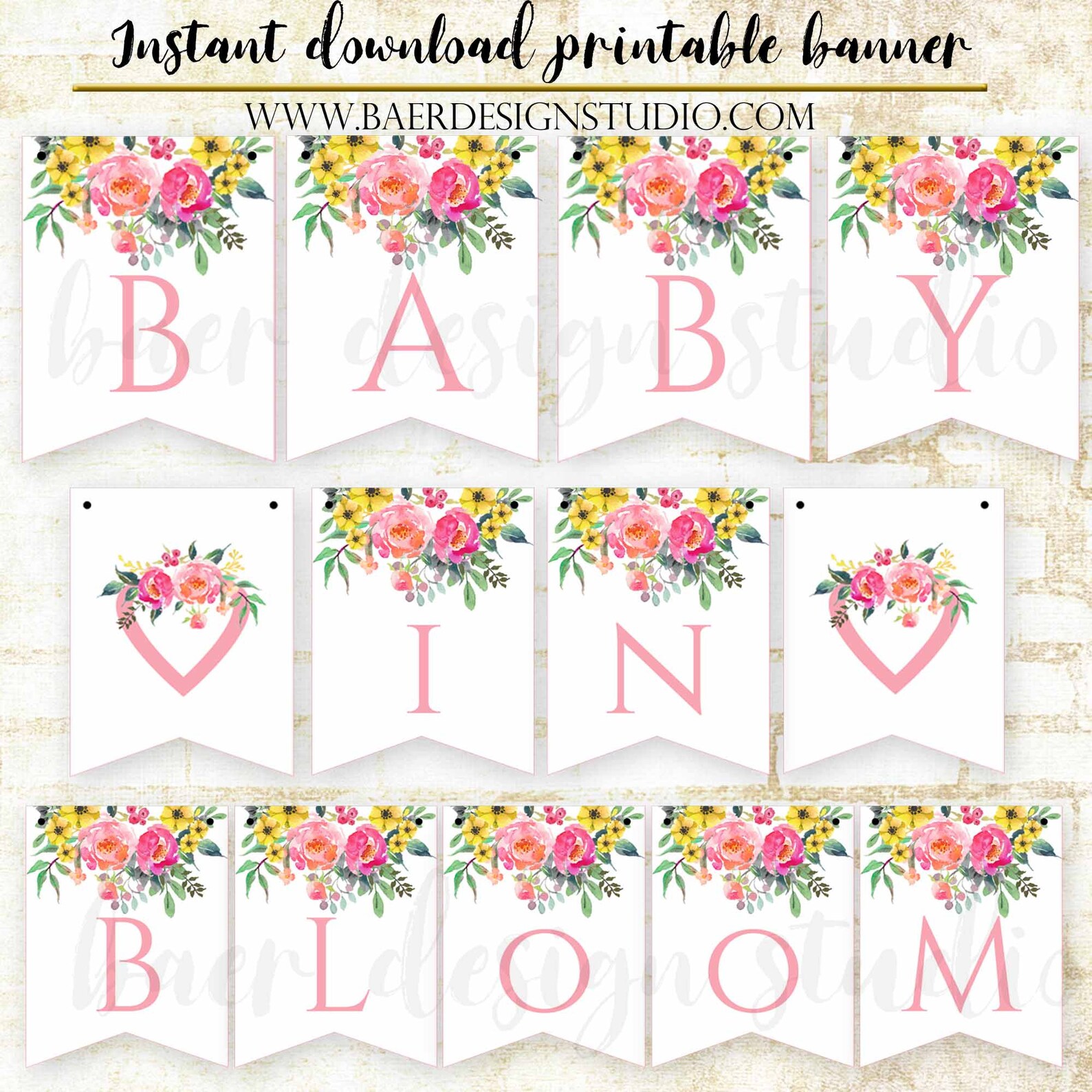 Baby in Bloom Printable Banner INSTANT Downloadbaby in Etsy