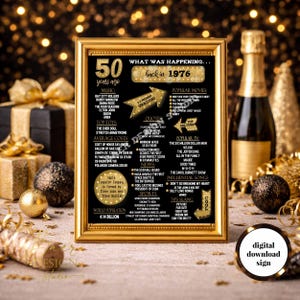 Póster de 1976: Letrero imprimible para el 50.º cumpleaños, aniversario o reunión de exalumnos (descarga digital).