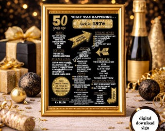 Back in 1976 Poster: Printable 50th Birthday Sign, Anniversary, Reunion (Digital Download)
