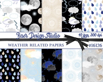 Earth Day Digital Paper:Weather Digital Paper, Cloud Digital Paper, Sun Digital Paper, Tornado Digital Paper, Storm Digital Paper