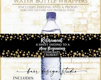 Retirement Party Plastic Water Bottle Wrap:Personalized Water bottle labels for retirement party, A Sweet Ending Water bottle Wrapper 41821