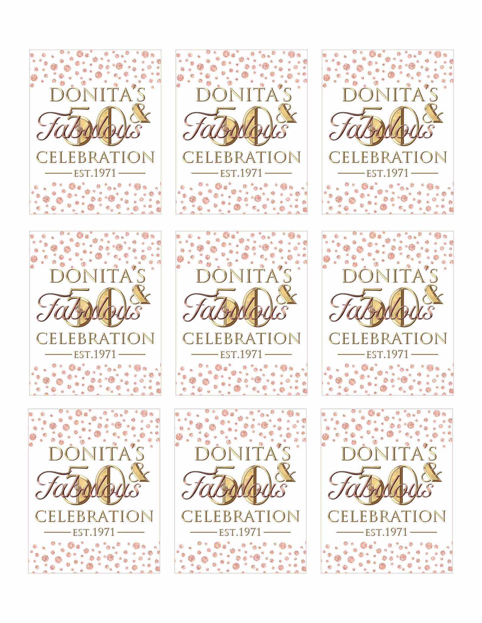 Rose Gold Personalized Label:printable Rose Gold Mini Wine | Etsy