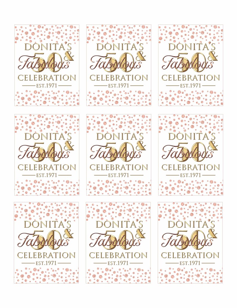 Rose Gold Personalized Label:printable Rose Gold Mini Wine - Etsy