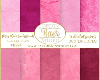 Berry Digital Paper|Raspberry Digital Paper|Pink Textured Digital Paper|Merlot Distressed Paper|Pink Photography Background Digital Paper