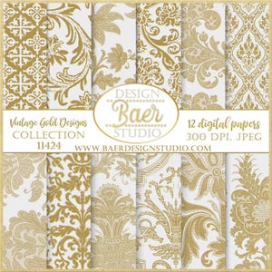 Gold und blass Teal Damast Digital Papiere, Hochzeit Digital Papier, Shabby Chic Digital Papier, Weihnachten Digital Papier Pack, druckbare Papiere