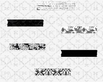 Digital Washi Tape I Black & White Graphic by LittleMemoArtDigital ·  Creative Fabrica