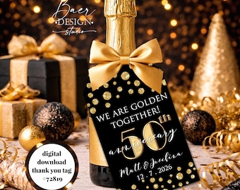 50th Anniversary thank you tags: We are golden together party favors (Digital Download)