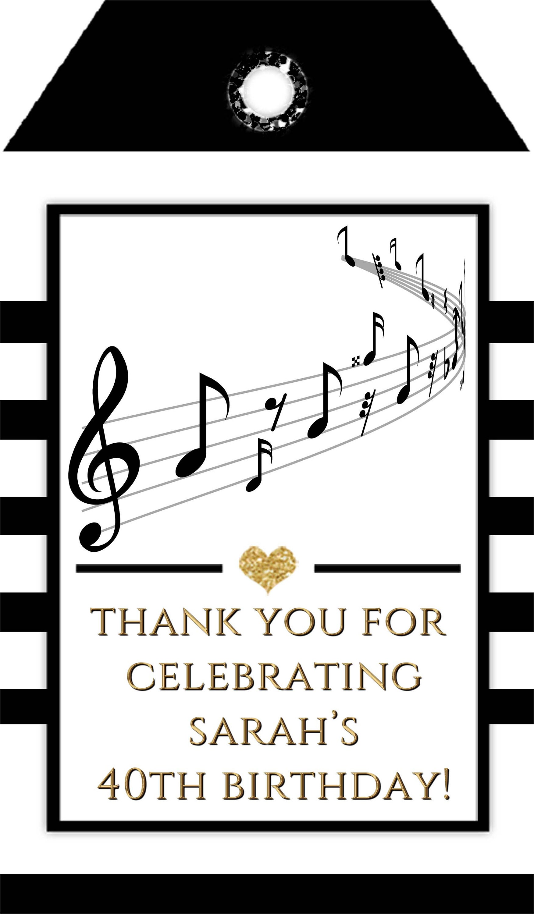 Printable Thank You Tags:musical Notes Party Favor Tags Black | Etsy