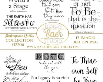 Shakespeare Quotes-illustraties: inspirerende WordArt (digitale png-download)