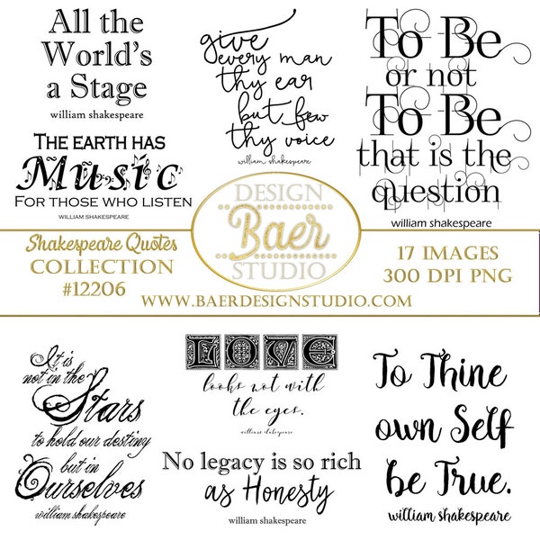 Shakespeare Quotes, Inspirational Quotes, Shakespeare Word Art, Shakespeare Digi Stamps, Shakespeare Clip Art, png Quotes, #12206