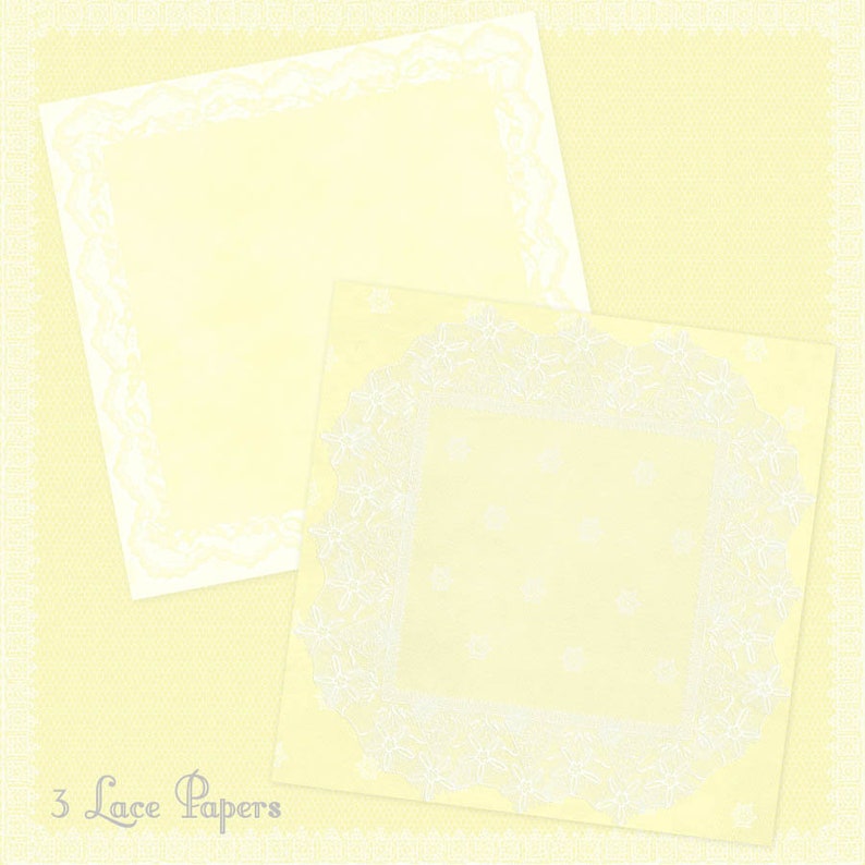 Yellow Digital Paper:Yellow Lace Digital Paper, Buttercream Digital Paper, Pale Yellow Digital Paper, Yellow Junk Journal Paper, 6120 image 7