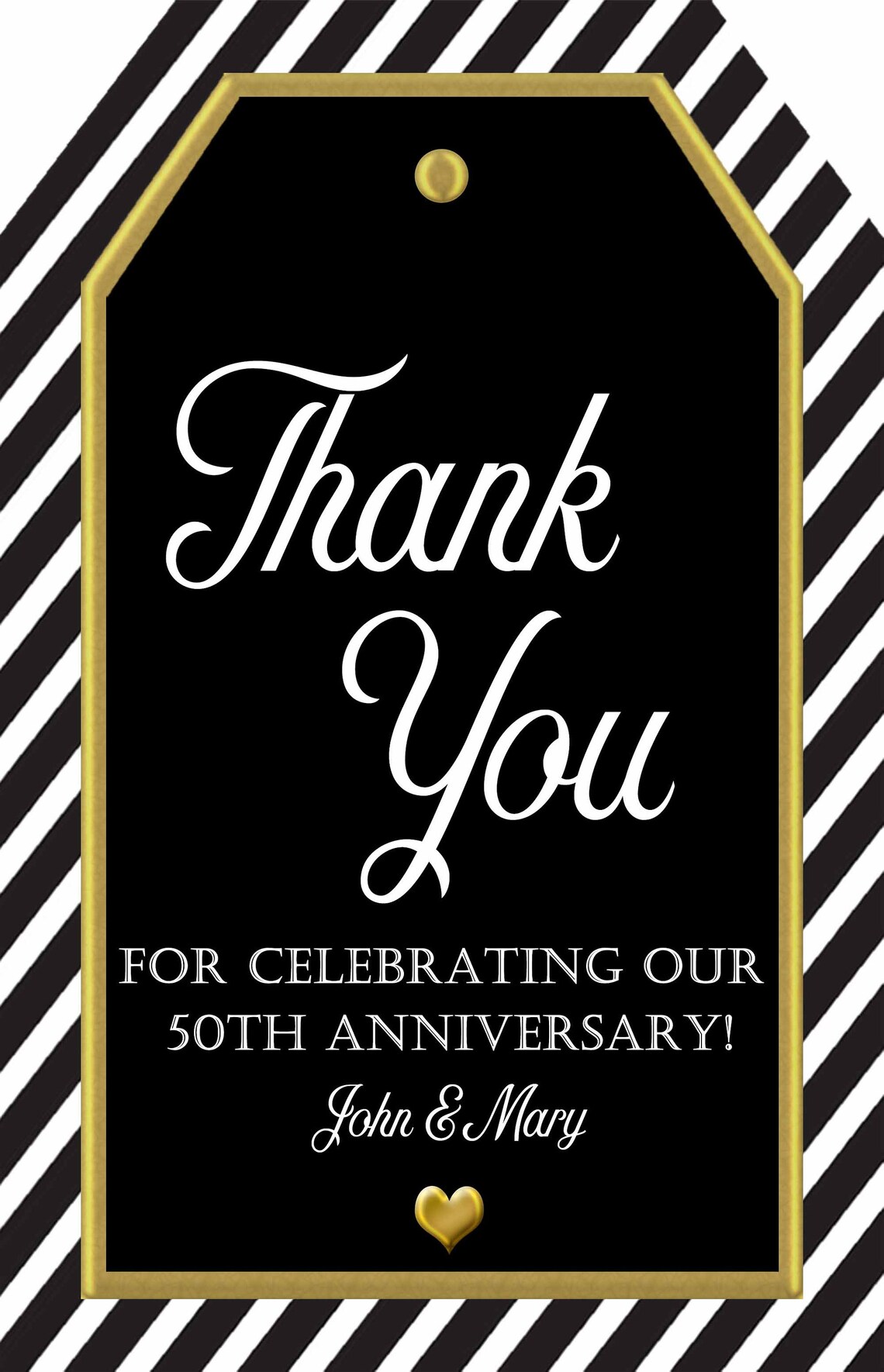 Black and Gold Thank You Tags50th Anniversary Printable Tag Etsy