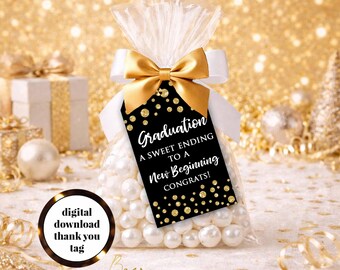 A Sweet Ending to a New Beginning Party Favor Tag:Graduation (digital download)