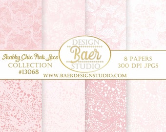 Rosa Spitzenpapier: Vintage Shabby Chic Hintergründe (Digital Download)
