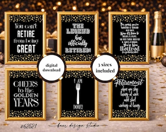 Printable Retirement Signs:Retirement Party Decor, Centerpiece Digital Quotes