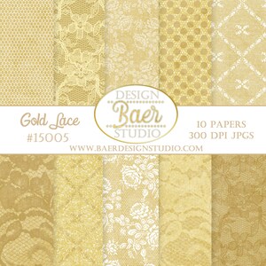 Papel digital dorado, papel para álbum de recortes del 50.° aniversario, papel digital con encaje dorado, papel digital vintage