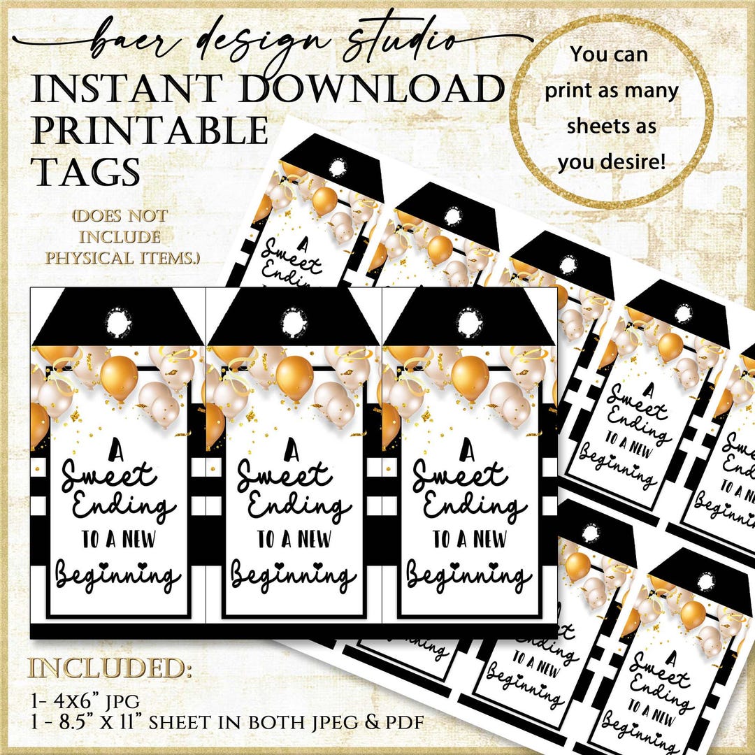 Graduation Favor Printable, Sweet Ending New Beginning Tags, Retirement ...