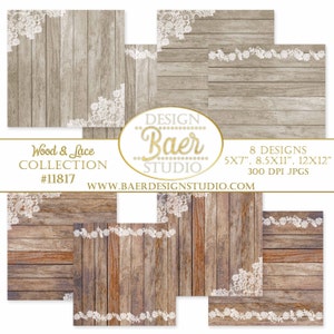 Digitaal papier hout en kant, digitaal papier hout, digitaal papier Franse boerderij, digitaal papier rustiek bruiloft, digitaal papier hoekkant