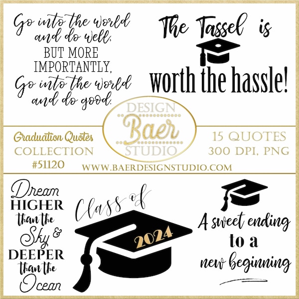 Graduation Quotes:Graduation Clipart, Graduation photo overlays, Graduation clip art 2024, Class of 2024 quotes, Digital Gifts for Graduates