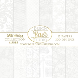 White Digital Paper, Wedding Digital Paper, White Lace Digital Paper, White Damask Digital Paper, Lace scrapbook paper, Dentelle, 15085