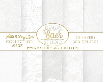 Weiße Spitze Digital Papier: Shabby Chic Hochzeit Hintergründe (Digitaler Download)