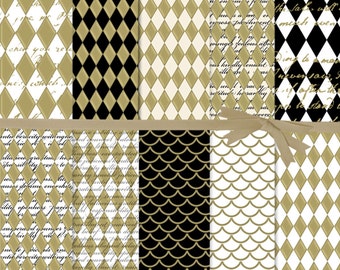 Black and White Harlequin Digital Paper Printablesdiamond - Etsy