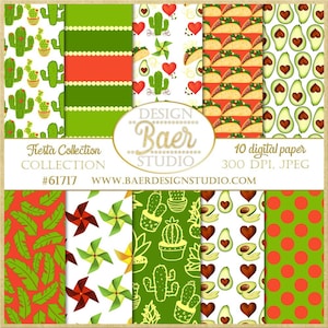 Taco Digital Paper, Fiesta Paper, Cactus Digital Paper, Avocado Digital Paper, Taco Tuesday Printable Paper, Cinco de mayo Background