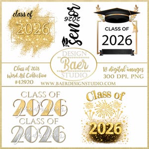 Class of 2026 Graduation Clipart: Photo Overlays (Digital Download)