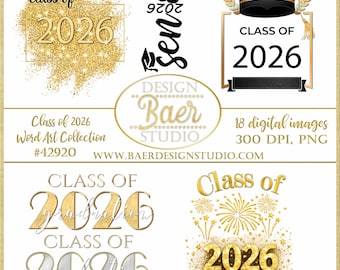 Class of 2026 Graduation Clipart: Photo Overlays (Digital Download)