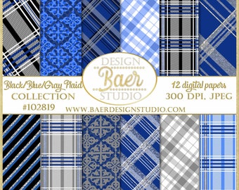 Papier numérique bleu roi et noir, lot de fond imprimable masculin pleine taille