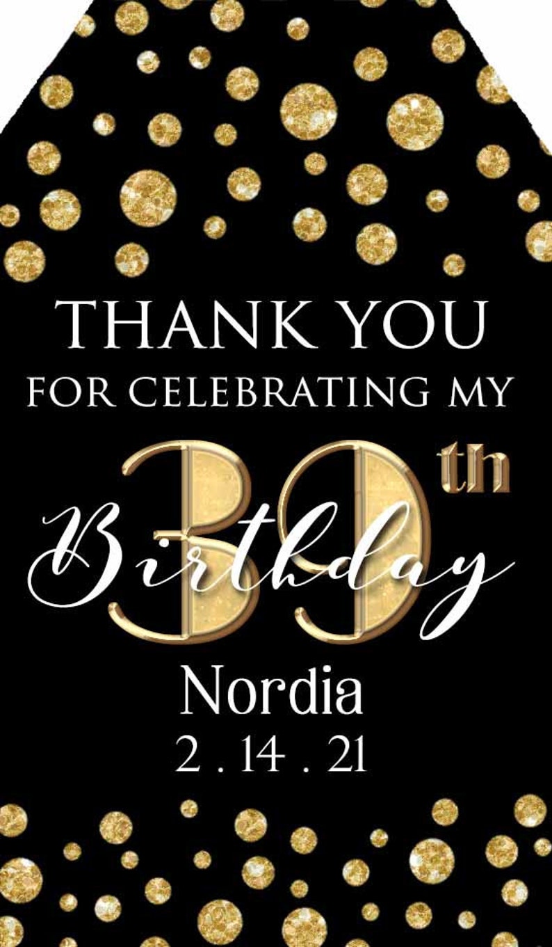 Birthday Thank You Tags:50th Birthday Tags Custom Black and - Etsy