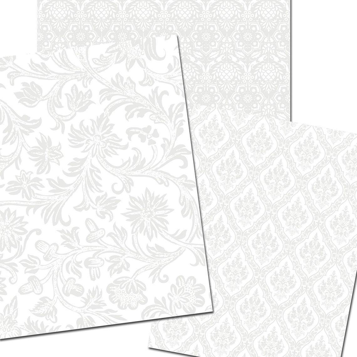 White Digital Paper Digital Paper Vintage Damask Digital Etsy