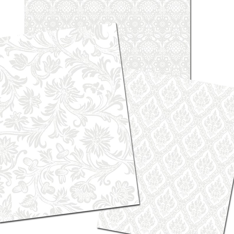 White Digital Paper Digital Paper Vintage Damask Digital Etsy