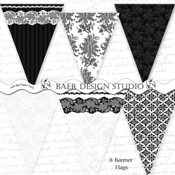 Black and White banner INSTANT DOWNLOAD Black banner