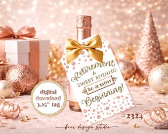 Tags roségouden pensioenbedankje: afdrukbaar zoet einde (digitale download)
