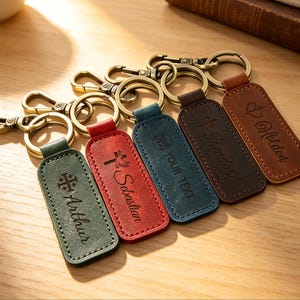 Personalized Cross Leather Keychain, Christian Gift for Men, Baptism Gift, Confirmation Gift, Dad Gift,Your Logo,Team Gift