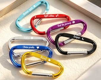 Personalized Engraved Carabiner Clip, Portable Outdoor D-Type Buckle & Key Ring Gift