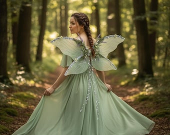 Floral Butterfly Fairy Wings for Women – Woodland Green Fantasy Costume