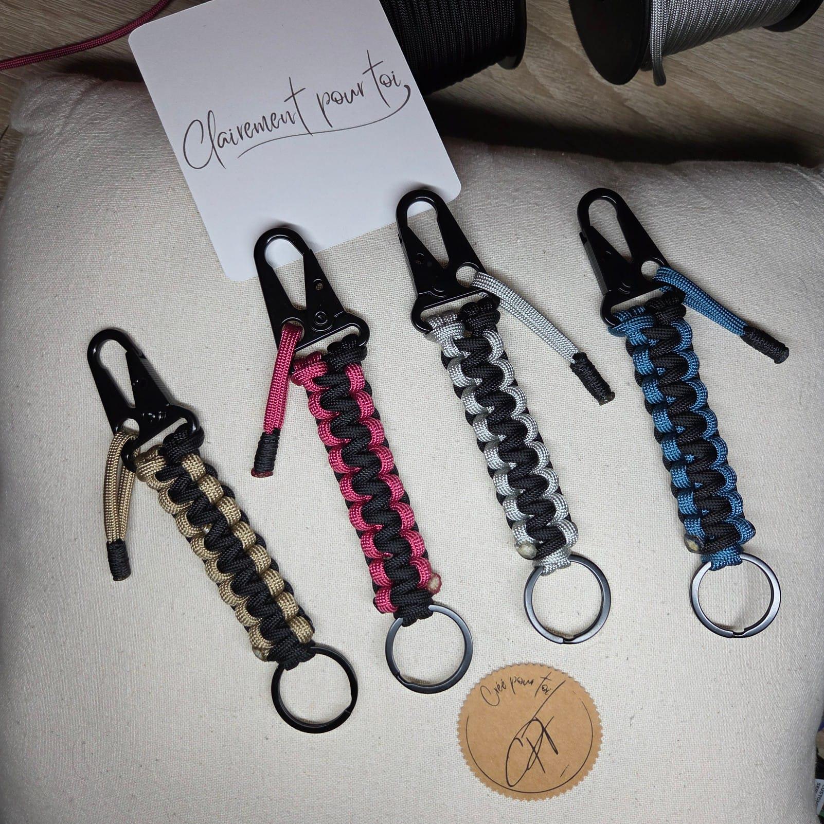 Lot De 3 Porte-clés Paracorde Tressée PIRABADI – Mousqueton, Résistance 300kg, 2m De Corde, Made In France, Survie Et Rando