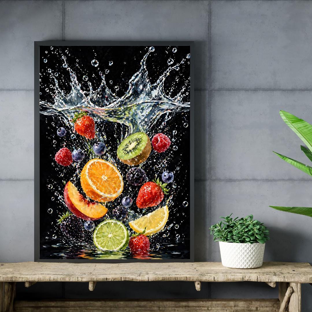 kitchen print - art for kitchen -colourful kitchen... Modern Kitchen Wall Art Set of 2 – Colorful Food Splash Posters ...