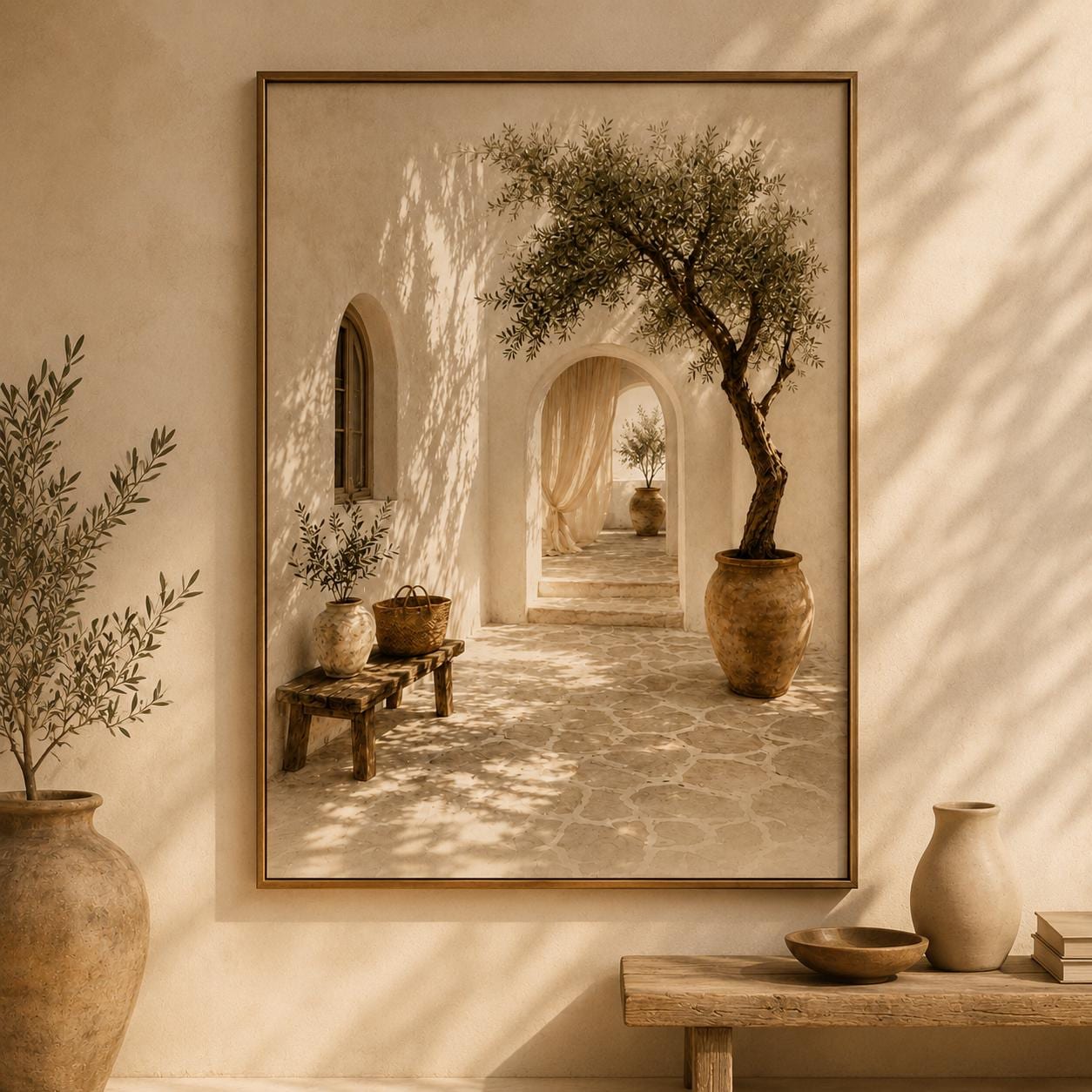 Mediterranean Olive Tree Wall Art Printable, Neutral Beige Coastal ...