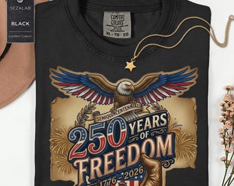 Vintage 250 Years of Freedom Shirt, Retro USA Semiquincentennial 1776-2026 Tee, Patriotic American Eagle 4th of July Gift, Liberty Shirt