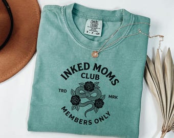 Inked Moms Club Top, Comfort Colors Shirt, Edgy Tattoo Mama Tee, Rocker Snake Tshirt, Mothers Day Gift Her