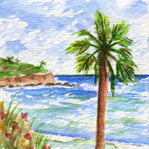 dollhouse art, aceo, Torrance Beach, Redondo Beach, Palos Verdes, California, pacific ocean, south bay, Los Angeles, giclee