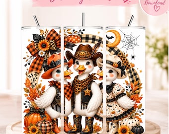 Halloween Goose Tumbler Wrap PNG | 20oz Skinny Tumbler | Fall Goose Sublimation Design | Autumn Halloween Digital Download
