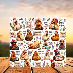 Grappige wrap kipbeker png, sarcastische kipcitaten 20oz magere beker wrap, boerderijkip sublimatieontwerp png, cadeau kipliefhebber afbeelding 2