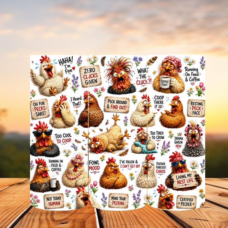 Grappige wrap kipbeker png, sarcastische kipcitaten 20oz magere beker wrap, boerderijkip sublimatieontwerp png, cadeau kipliefhebber afbeelding 2