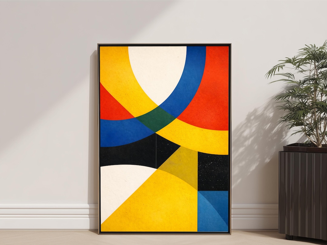 Bauhaus Geometric Abstract Print | Mid Century Modern Primary Color ...
