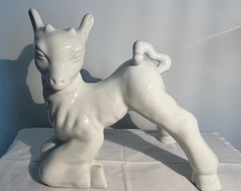 Scultura in porcellana Art déco de jeune chèvre Cerabel - Domien Ingels anni '30